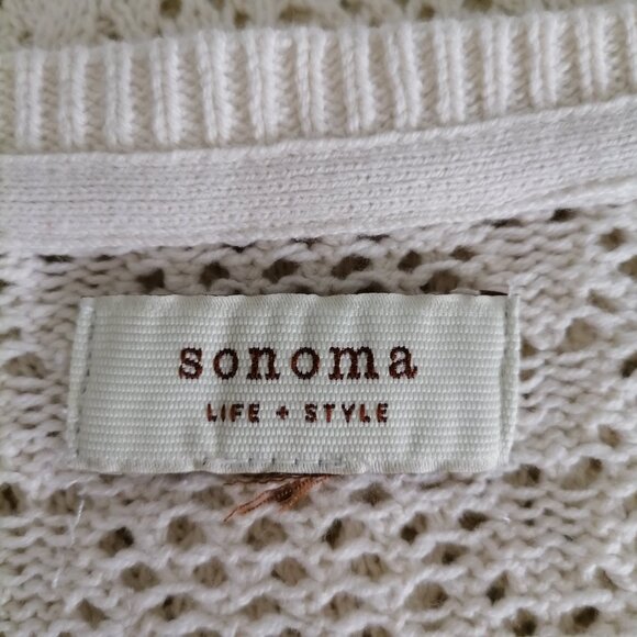 Sonoma Life + Style Women's Heather Ivory Crochet Pullover Sweater Size Small - Picture 5 of 8